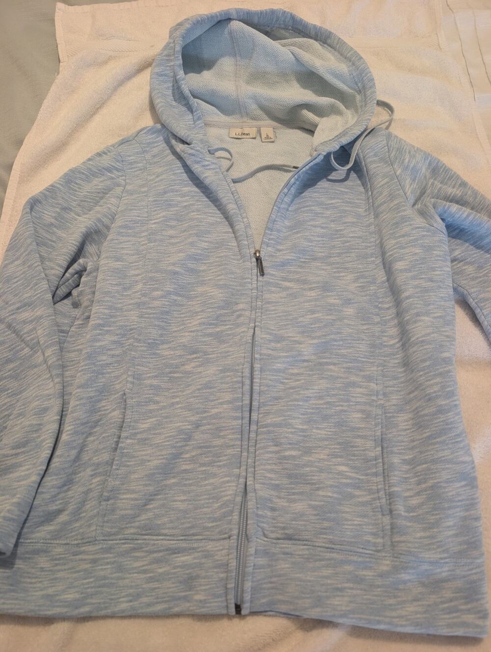 L.L. Bean Women’s Thermal Lined Zip Up Hoodie Blue Large, Warm, Outdoor, Casual